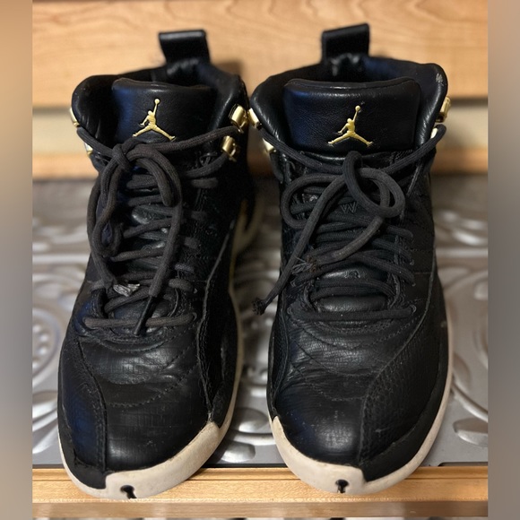 🏀 🐲☑️Nike Air Jordan XII / 12 | Retro Reptile 2019 | Midnight Black Gold White - Picture 4 of 16